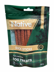 Лакомство для собак Native утиные палочки, 100 г