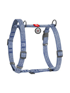 Шлея для собак Collar з відновленої бавовни з QR-паспортом, H-подібна, світловідбивна, синя, L, ширина 25 мм, обхват A 60–85 см, B 60–100 см, 259312