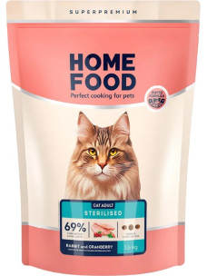 Сухой корм Home Food Adult For Neutered Sterilised кролик и клюква для кошек 1,6 кг