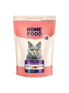 Сухой корм Home Food індичка та качка для дорослих котів британських та шотландських порід  1,6 кг