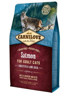 Сухой корм Carnilove Cat Salmon - Sensitive & Long Hair с лососем для кошек с чувствительным пищеварением 2 кг