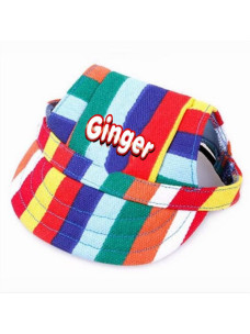 Кепка для собак GINGER разноцветная полоска бейсболка с регулируемой затяжкой M ОГ-35см