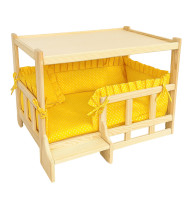 Дерев'яне ліжко для тварин Ginger Bed M з матрацом та подушкою 450х700х430 мм