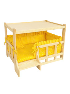 Деревянная кровать для животных Ginger Bed M с матрасом и подушкой 450х700х430 мм