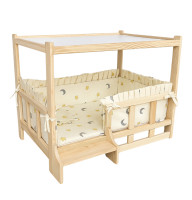 Дерев'яне ліжко для тварин Ginger Bed L з матрацом та подушкою 450х700х510 мм