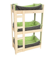 Лежак-поличка для тварин Ginger Shelf BOX LIGHT дерево на 3 яруси + 3 лежаки, 380х610х1000 мм ЛП3