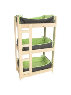 Лежак-полочка для животных Ginger Shelf BOX LIGHT дерево на 3 яруса + 3 лежака, 380х610х1000 мм