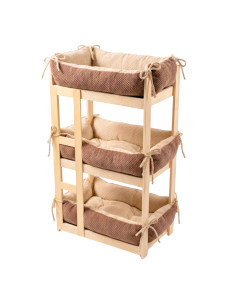 Лежак-полочка для животных Ginger Shelf BOX SOFT  дерево на 3 яруса + 3 лежака 380х610х1000 мм