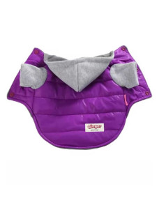 Куртка Ginger для собак и котов на флисе с капюшоном на кнопках фиолетовая L Д-32 ОГ-41-47 ОШ-30-34см