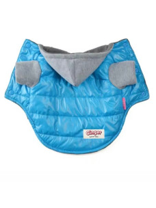 Куртка Ginger для собак и котов на флисе с капюшоном на кнопках синяя L Д-32 ОГ-41-47 ОШ-30-34см