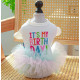 Платье День Рождения для собак и кошек It's my birth day с фатином белое М Д-28-32см ОГ-40-44см