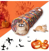 Тоннель игровой шуршащий складной для кошек с подвеской Паук Хелоуин Halloween
