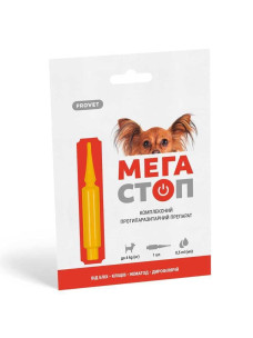 Капли на холку от блох, клещей и глистов для собак до 4 кг ProVET Мега Стоп 1 шт/уп