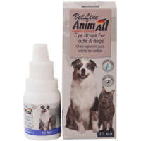 Краплі для очей собак та кішок AnimAll VetLine, 10 мл (хлоргексидин біглюконат, лідокаїн гідрохлорид)