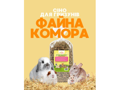 Зооветконтинент пропонує сіно ЛУГОВЕ РІЗНОТРАВ’Я ТМ Файна Комора для дрібних та середніх гризунів, 300 г
