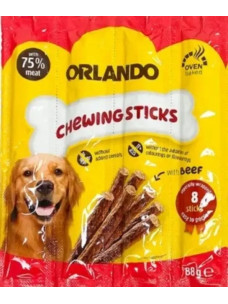 Ласощі для собак Orlando with beef м'ясні палички для собак з яловичиною 1 блістер (8 паличок)
