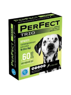 Краплі протипаразитарні PerFect TRIO для собак від 10 до 20 кг, 3 піпетки по 1.6 мл Ветсинтез