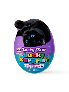 Преміальні м'ясні ласощі з сюрпризом для котів Lucky Surprise Шматочки в'яленого качиного м'яса, кіндер-сюрприз для тварин Lucky Star