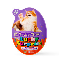 Преміальні м'ясні ласощі з сюрпризом для котів Lucky Surprise Шматочки в'яленої тріски, кіндер-сюрприз для тварин Lucky Star