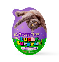 Преміальні м'ясні ласощі з сюрпризом для котів Lucky Surprise Шматочки в'яленого лосося, кіндер-сюрприз для тварин Lucky Star