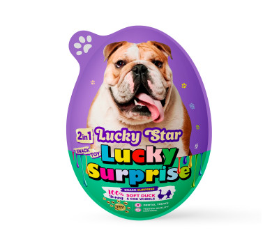 Преміальні м'ясні ласощі з сюрпризом для собак Lucky Surprise Міні-роли з м'яким м'ясом качки та тріски, кіндер-сюрприз для тварин Lucky Star