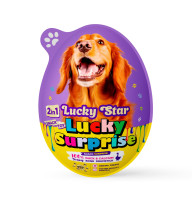 Преміальні м'ясні ласощі з сюрпризом для собак Lucky Surprise М'яка качина гомілка з кальцієвою кісткою, кіндер-сюрприз для тварин Lucky Star