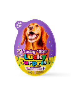 Преміальні м'ясні ласощі з сюрпризом для собак Lucky Surprise М'яка качина гомілка з кальцієвою кісткою, кіндер-сюрприз для тварин Lucky Star