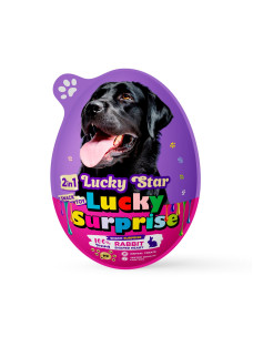 Преміальні м'ясні ласощі з сюрпризом для собак Lucky Surprise Кроляче в'ялене м'ясо у формі серця, кіндер-сюрприз для тварин Lucky Star
