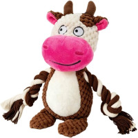 Игрушка для собак Корова веревочная с канатами и пищалкой 24см 49547