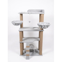Игровой комплекс Goldy Cat Galaxy Collection Atlas (Атлас) когтеточка для котов платформа 50х50см, высота 135 см, гамак 34 см (диаметр)  джут ГК-046, джут ткань светло-серый 47657