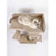 Ігровий комплекс Goldy Cat Galaxy Collection Polaris (Поляріс) кігтеточка для котів платформа 50х50см, висота 135 см, гамак 34 см (діаметр) будиночок 34х34х25 см, ГК-048, джут тканина, бежевий 47659