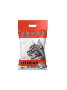 Бентонитовый наполнитель для котов Стефан с ароматом лаванды, средний 1,5-2,7мм., 5 кг
