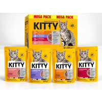 Влажный корм для котов Kitty 12×100 г набор Kitty mix курица, говядина, ягненок, лосось