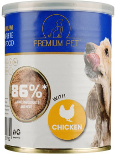 Паштет для дорослих собак Premium Pet з куркою, вологий корм консерва 360 г (Преміум Пет) СТРОК до 22.04.2026