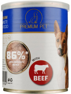 Паштет для дорослих собак Premium Pet з яловичиною, вологий корм консерва 360 г (Преміум Пет) СТРОК до 22.04.2026