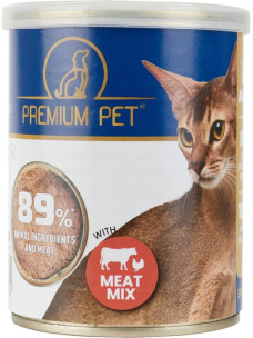 Паштет для взрослых кошек Premium Pet мясное ассорти, влажный корм консерва 360 г (Премиум Пет)