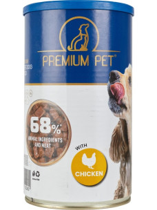 Вологий корм для дорослих собак Premium Pet шматочки в соусі з куркою, 1240 г (Преміум Пет)