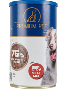 Вологий корм для дорослих собак Premium Pet М'ясне асорті, шматочки в соусі 1240 г (Преміум Пет)