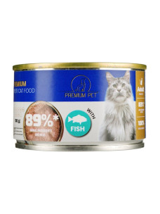Паштет для взрослых кошек Premium Pet с рыбой, влажный корм консерва 100 г (Премиум Пет)