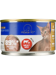 Паштет для взрослых кошек Premium Pet мясное ассорти, влажный корм консерва 100 г (Премиум Пет)