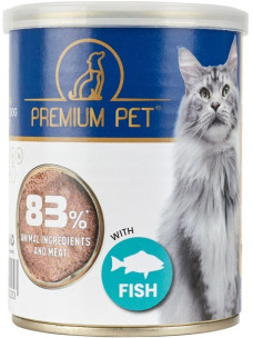 Паштет для взрослых кошек Premium Pet с рыбой, влажный корм консерва 360 г (Премиум Пет)
