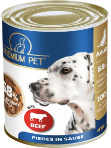 Влажный корм паштет Premium Pet для взрослых собак консервированные кусочки в соусе с говядиной, 415 г (Премиум Пэт)