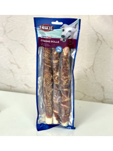 Лакомство для собак Trixie 31374 Denta Fun Chewing Rolls with Duck Жевательные роллы с уткой 28 см, 3 шт, 250 гр