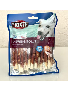 Лакомство для собак Trixie 31395 Denta Fun Duck Chewing Rolls Жевательная палочка для чистки зубов с уткой 12 см *30 шт / 240 g