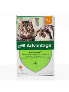 Адвантейдж 40 (Advantage) Bayer спот-он раствор для кошек массой тела до 4 кг, 0,4 мл, 1 пипетка