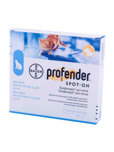 Капли на холку Профендер (Profender) Bayer Spot-on для кошек весом 2.5 - 5 кг, 0,7 мл