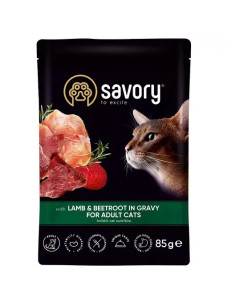 Вологий корм для дорослих котів Savory ягня з буряком у соусі 85 г