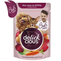 Влажный дополнительный корм для собак Delickcious паэлья с курицей, рисом и овощами 85 г