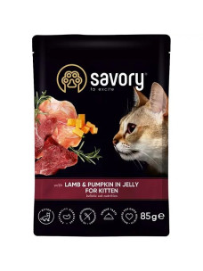 Вологий корм для кошенят Savory ягня з гарбузом в желе 85 г