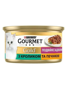 Влажный корм для кошек Gourmet Gold Кусочки в соусе Двойное удовольствие с кроликом и печенью 85 г
